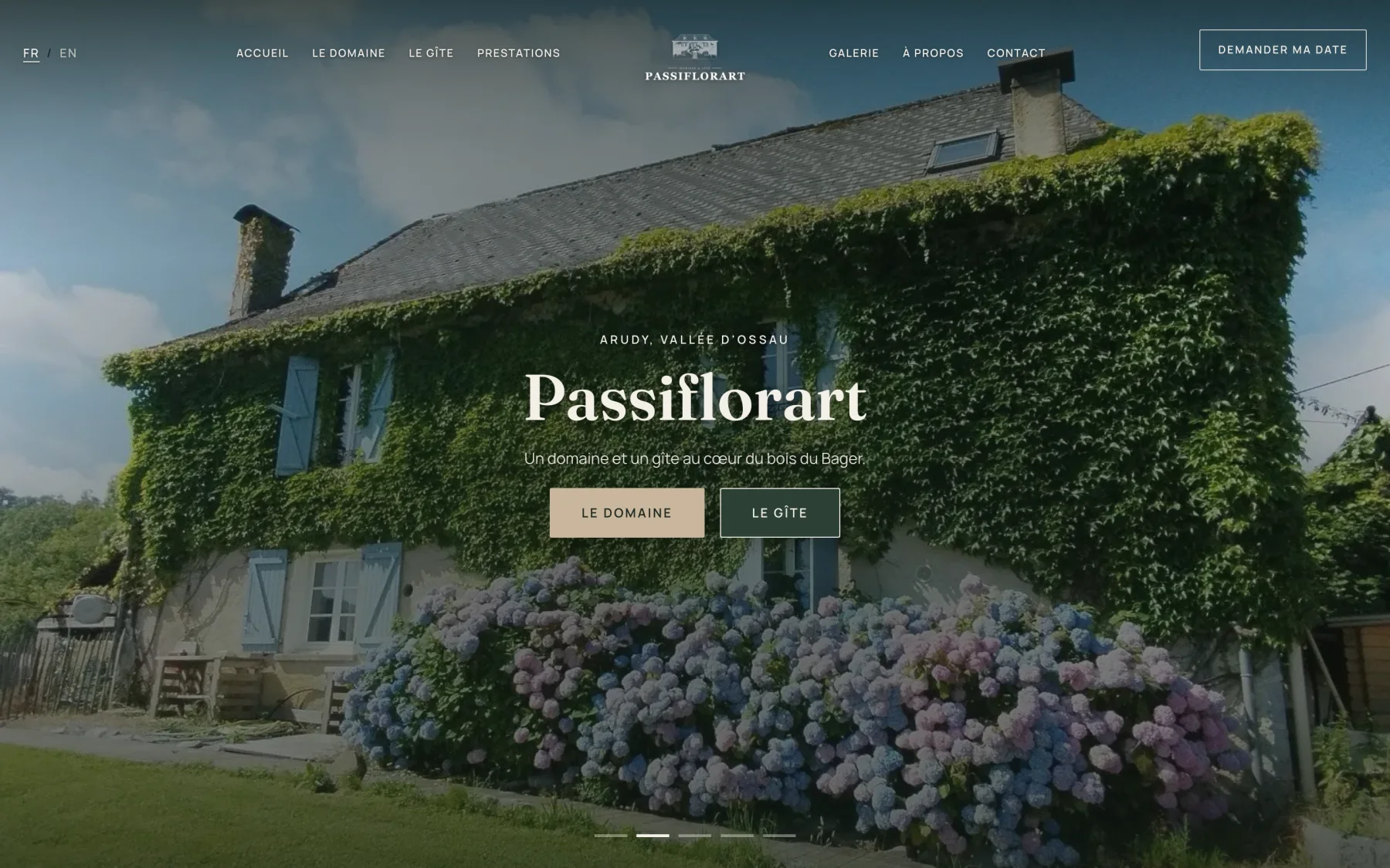 Page d'accueil du site du Domaine Passiflorart